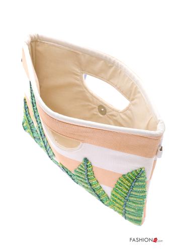 Borsa a mano in Cotone Fantasia ricamata con zip con tracolla - ph 5