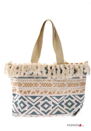Shopper (Tote) mare Fantasia geometrica con frange - ph 1