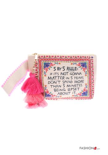 Patterned Purse with zip with fringe - ph 1