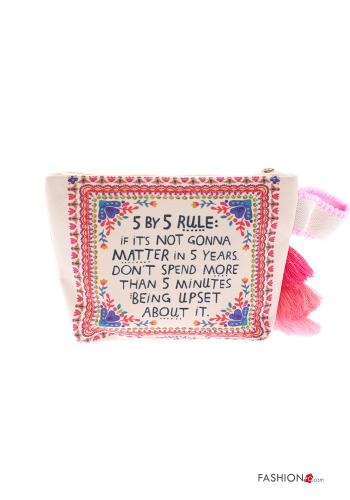 Patterned Purse with zip with fringe - ph 3