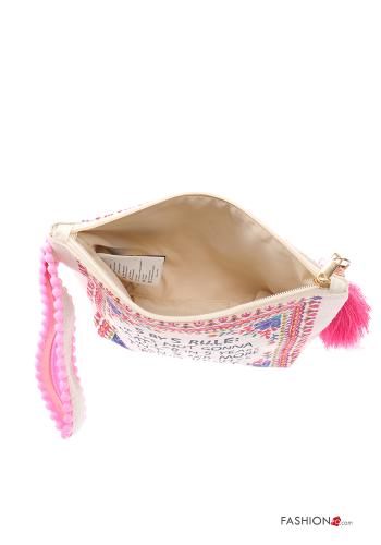 Patterned Purse with zip with fringe - ph 5