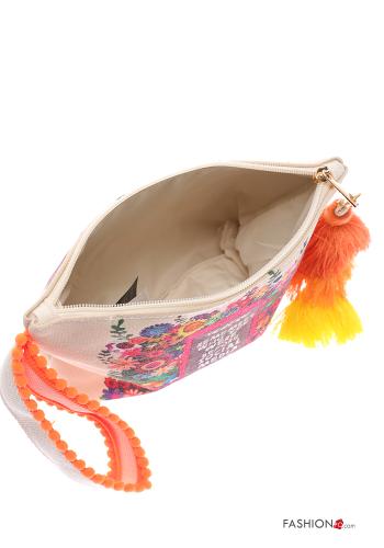 Bedrucktes Clutch mit Reißverschluss mit Fransen - ph 5