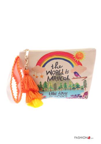 Pochette Fantasia stampata con zip con frange - ph 1