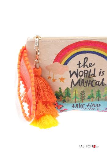 Pochette Fantasia stampata con zip con frange - ph 4