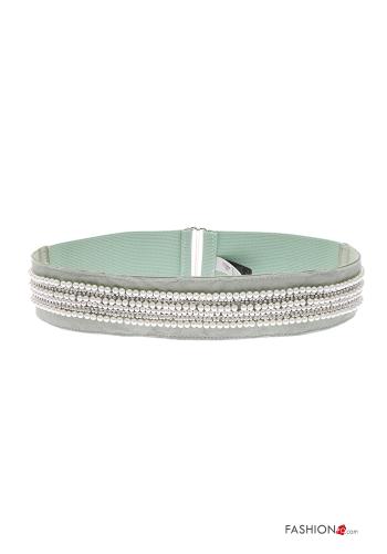 Belt with pearls with elastic with rhinestones