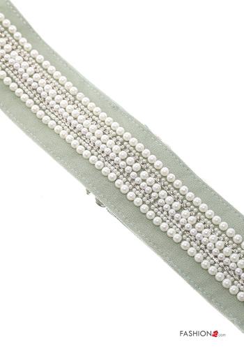 Cinto com pérolas com strass com elástico - ph 2