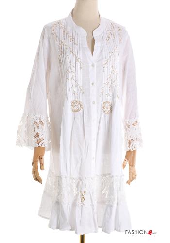 Embroidered lace trim Cotton Cover up
