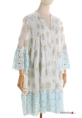 Embroidered Cotton Cover up with flounces