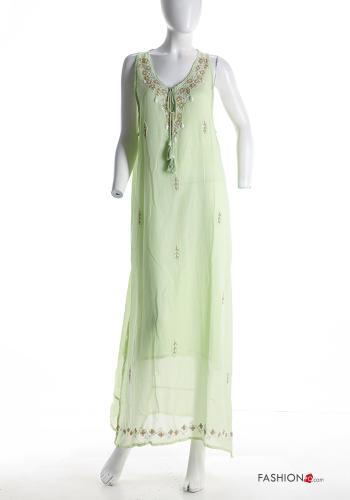 Besticktes Muster Strandkleid aus Baumwolle mit Schleife - ph 1