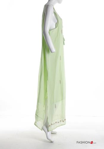Besticktes Muster Strandkleid aus Baumwolle mit Schleife - ph 3