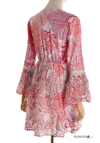 ruffle sleeve mini Cotton Cover up plunging neckline - ph 2