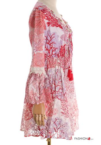 ruffle sleeve mini Cotton Cover up plunging neckline - ph 3