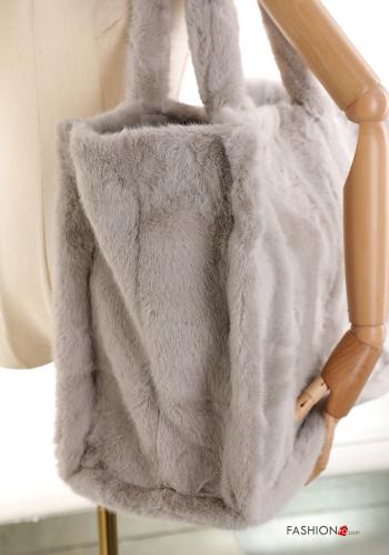 faux fur Shopper (Tote) with buttons with pockets - ph 3