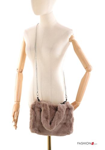 faux fur Handbag with buttons with shoulder strap - ph 1