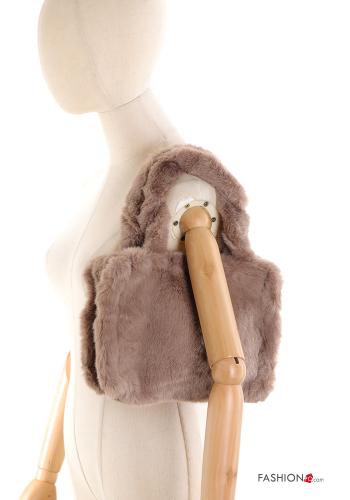faux fur Handbag with buttons with shoulder strap - ph 2