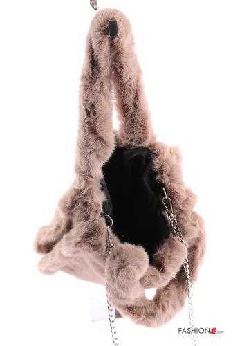 faux fur Handbag with buttons with shoulder strap - ph 3