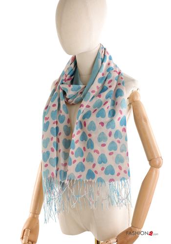 heart motif Scarf with fringe - ph 1