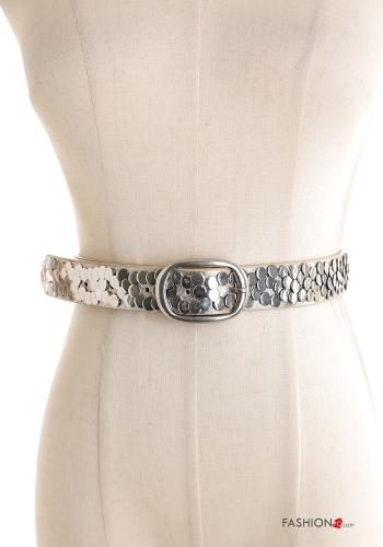 verstellbarer Gürtel aus Echtes Leder mit Nieten - ph 1