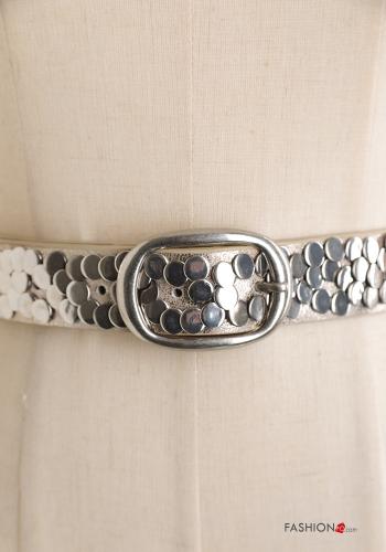 verstellbarer Gürtel aus Echtes Leder mit Nieten - ph 2