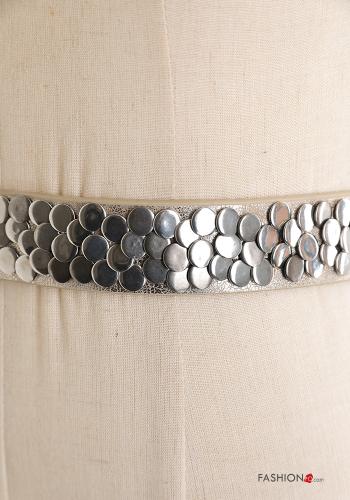 verstellbarer Gürtel aus Echtes Leder mit Nieten - ph 3