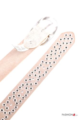 verstellbarer Gürtel aus Echtes Leder mit Nieten - ph 4