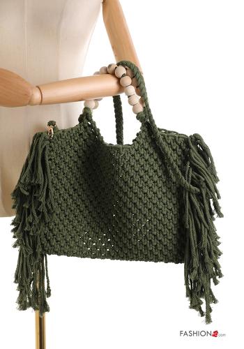 Strand häckeln Tasche aus Baumwolle mit Fransen
