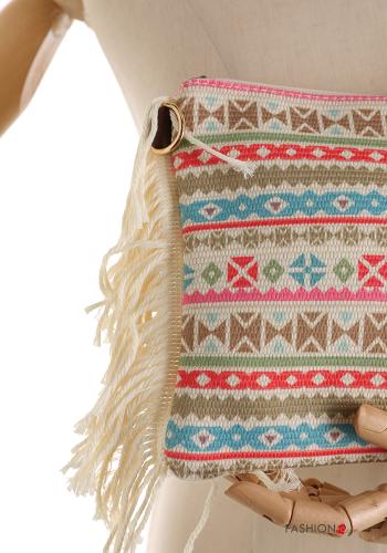 Handtasche aus Baumwolle mit Reißverschluss mit Fransen - ph 2