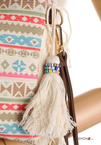 Handtasche aus Baumwolle mit Reißverschluss mit Fransen - ph 4