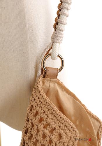 Besticktes Muster häckeln Schultertaschen aus Baumwolle mit Reißverschluss - ph 3