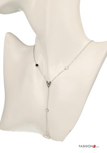 Colar estampado coração com pérolas - ph 3