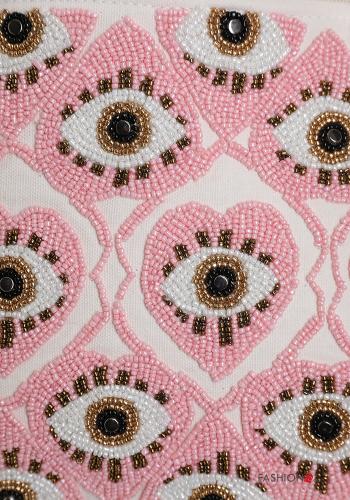 Pochette in Cotone Fantasia ricamata con zip con tracolla - ph 3