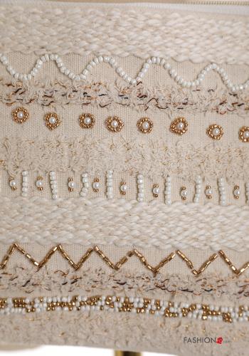 Pochette in Cotone Fantasia ricamata con zip con tracolla - ph 3