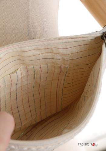Pochette in Cotone Fantasia ricamata con zip con tracolla - ph 4