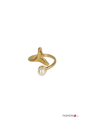 verstellbarer Ring mit Perlen