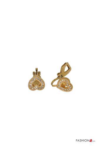 Pendientes estampado de corazón con brillantes - ph 1