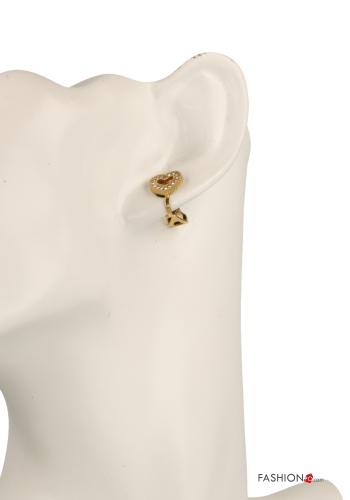 Pendientes estampado de corazón con brillantes - ph 3