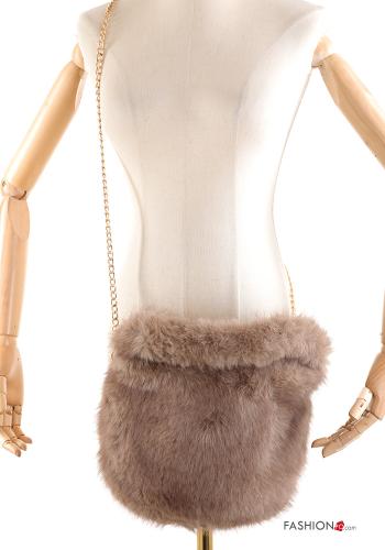 Kunstfell Tasche mit Knöpfen mit kette - ph 1