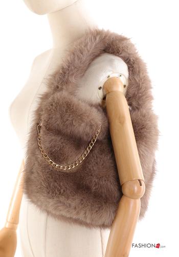 Kunstfell Tasche mit Knöpfen mit kette - ph 2