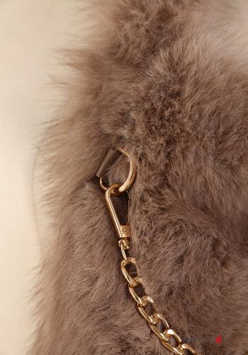 Kunstfell Tasche mit Knöpfen mit kette - ph 3
