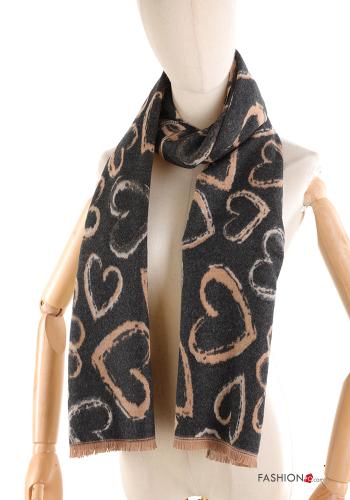 Bufanda de Mezcla de Lana estampado de corazón