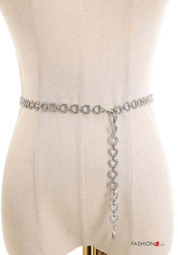 Ceinture ajustable motif coeur avec strass - ph 1