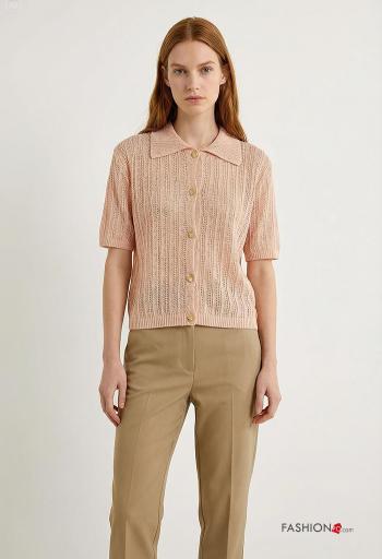 Cardigan maniche corte con colletto Fantasia ricamata con bottoni - ph 1