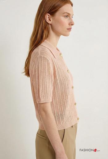 Cardigan maniche corte con colletto Fantasia ricamata con bottoni - ph 2