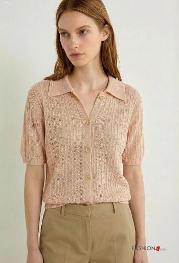 Cardigan maniche corte con colletto Fantasia ricamata con bottoni - ph 3