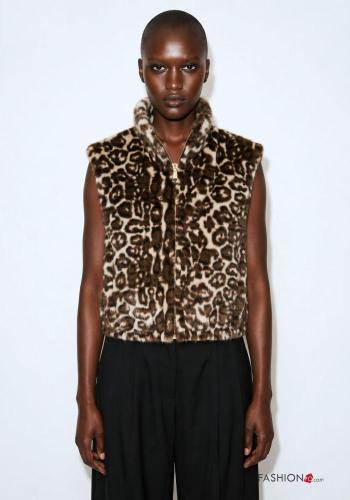 Animal print Ecological Fur Gilet - ph 1