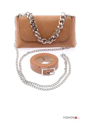 Belt with shoulder strap with chain with wallet