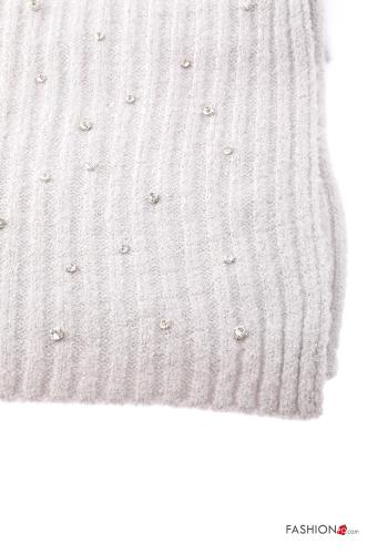 Ribbed Wool Mix Scarf with rhinestones - ph 3