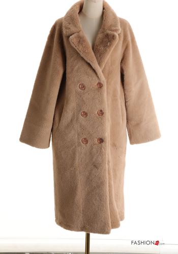 Chaqueta piel sintética doble botonadura manga larga con botones - ph 1