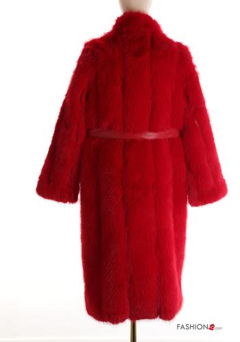faux fur long sleeve Jacket with belt - ph 2