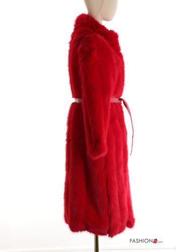 faux fur long sleeve Jacket with belt - ph 3